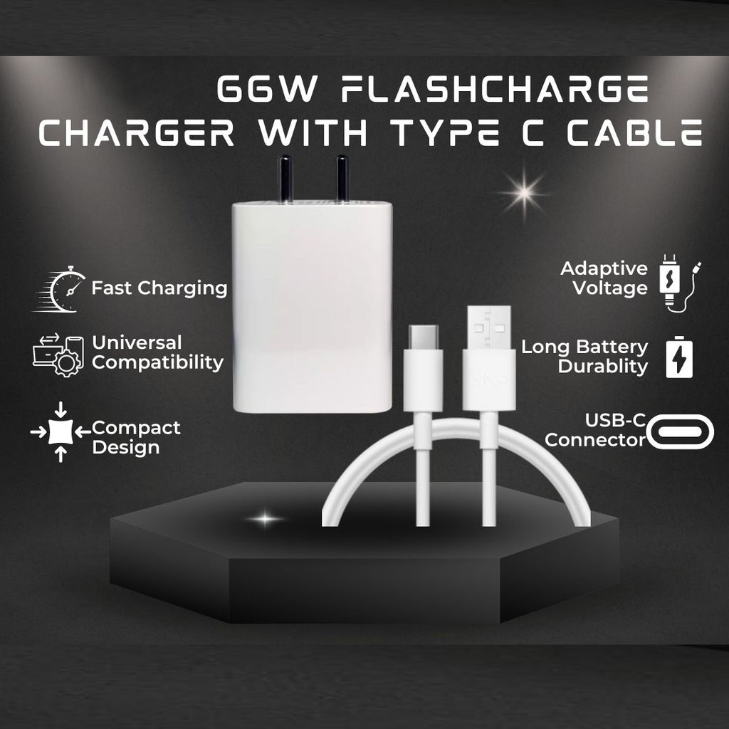 GaN Charger original 66W Flash Charger with USB to Type C Cable