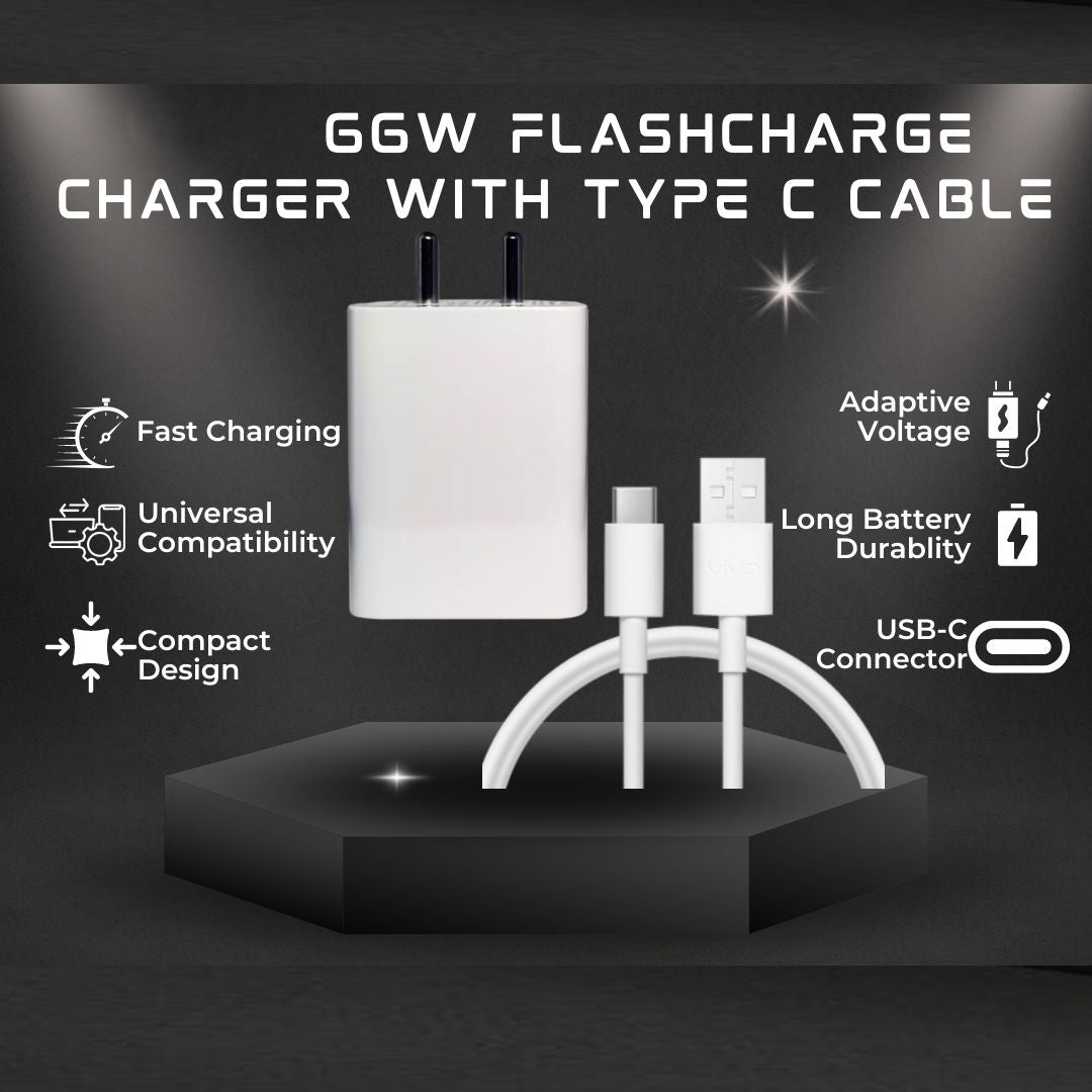 GaN Charger original 66W Flash Charger with USB to Type C Cable